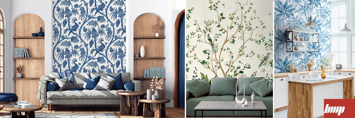 Enhance the walls with luxurious nature-patterned wallpaper, exquisite art from America